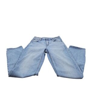 American Eagle Super High-Rise Straight Jeans Women 0 Blue Excellent Light Wash